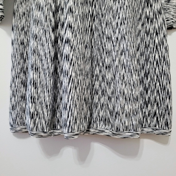 Shoshanna 'Becky' Black White Marled Space Dye‎ Long Sleeve Fit & Flare Dress, S - Picture 9 of 11